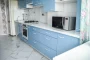 Прямая глянцевая кухня Blue Metallic