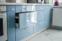 Прямая глянцевая кухня Blue Metallic